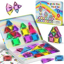Magnetic Tiles Travel Toys for Kids 4-8, 42PCS Candy Color STEM Building Blocks with Visual Storage Guide & Metal Case, Airplane Activities & Toddler Travel Essentials Ages 3-5 by TinyTreasures Baby Boutique