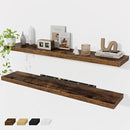 Fun Memories 55 Inch Floating Shelves for Wall 2 Pack Shelves for Bedroom|Kitchen|Bathroom 55 x 9.3 Inch Wood Floating Shelf with Invisible Brackets for Books|Storage|Decor, Rustic Brown
