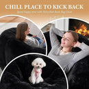 Hobestluk Bean Bag Chairs Large Bean Bag Couch for Adults Stuffed Sofa Chair Comfy Giant Bean Bag Chair with Spacious Design for Reading, Playing or Relaxing (Black) by CozyNest Decor