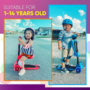 Hurtle 3-Wheeled Scooter for Kids - Wheel LED Lights, Adjustable Lean-to-Steer Handlebar, and Foldable Seat - Sit or Stand Ride with Brake for Boys and Girls Ages 1-14 Years Old by TinyTreasures Baby Boutique