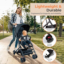 Jovial Lightweight Baby Stroller, Folding Travel Stroller with Reclining Seat, Canopy, 5-Point Safety Harness, Storage Basket, Smooth Wheels, Compact Portable Design (39.8" x 18.7" x 32.3") by TinyTreasures Baby Boutique