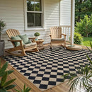 Lahome Checkered Dining Living Room Rug, 5x7 Washable Indoor Outdoor Easy Jute Rug, Farmhouse Neutral Diamond Non Slip Non Shedding Floor Carpet for Sunroom Deck Classroom Office by CozyNest Decor