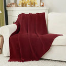 Chunky Cable Knit Throw Blanket Lightweight Wine red 100% Organic Cotton Blanket for Sofa Couch Bed Baby Nursery, Rustic Shabby Chic Modern Farmhouse, 60” x 80” Give Laundering Bag by CozyNest Decor