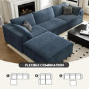 118" Cloud Couch Modular Sectional Sofa for Living Room,Modern Sofa with Deep Seat，L-Shape Boneless Couch with Ottoman,Comfy Upholstered Corduroy Couches for Apartment, Studio, Office,Bedroom，Blue by CozyNest Decor