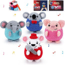Crochet Kit for Beginners - 4 PCS Crochet Starter Kit with Step-by-Step Video Tutorials, for Adults Kids - Elephant Mouse Pig Koala Microphone Crocheting Set by TinyTreasures Baby Boutique