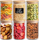 ComSaf 1 Qt Glass Storage Containers with Lids, Glass Jars with Lids, Clear Food Storage Jar, Round Canister Set of 6, Pantry Organizers for Cookie Pasta Flour Rice Tea Coffee Bean by CozyNest Decor
