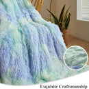 XeGe Plush Faux Fur Rainbow Throw Blanket, Tie Dye 50x60 Shaggy Furry Blanket Throw, Fluffy Microfiber Velvet Couch Blanket, Soft Colorful Fuzzy Lap Blanket for Girls Teens Women Kid Rainbow Blue by CozyNest Decor