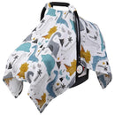 Rquite Dinosaurs Carseat Cover - Muslin Cotton Infant Car Seat Canopy, Breathable Baby Carrier Cover, Summer Stroller Sun Shade by TinyTreasures Baby Boutique