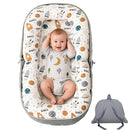 Baby Lounger, Foldable Infant Nest with Soft Memory Foam Mat, Cover with Adorable Pattern, Converts to Backpack for Easy Travel, 0-12 Months, Rocket by TinyTreasures Baby Boutique