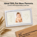 Baby Hand and Footprint Kit - Clay Handprint Keepsake Frame, Newborn Nursery Picture Frame, Personalized New Mom Gifts for Baby Shower & Registry (Vintage Gray) by TinyTreasures Baby Boutique
