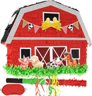 WERNNSAI Red Farm Animal Piñata - Farm Baby Shower Decorations Animal Pinata Party Game for Kids Birthday Celebrations Milk Farm Party Favor Supply with Bat Blindfold by TinyTreasures Baby Boutique