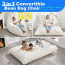 Hobestluk 3 in 1 Bean Bag Chair Giant Bean Bag Chairs for Adults with Chevron Plush Fur Cover Convertible Bean Bag Floor Cushion with Machine Washable Cover for Living Room (Chevron Plush White) by CozyNest Decor