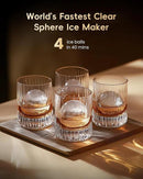 ecozy 2" Clear Ice Ball Maker with CrystalFlux Technology, 4 pcs in 40 Mins, 144 pcs/Day, Sphere Ice Maker with Enhanced Insulation, Automatic Water Supply, Self-Cleaning for Whiskey & Bourbon by CozyNest Decor