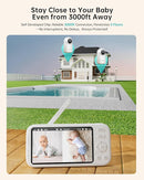 2K Video Baby Monitor with 2 Cameras and Audio, 3000ft Long Range Baby Monitor No WiFi, 5.5" Split Display, VOX - AI Cry Detect, ANR, IR Night Vision, 2-Way Audio, 6000mAh by TinyTreasures Baby Boutique