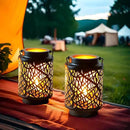 JHY DESIGN Set of 2 LED Battery Operated Table Lamp 8“H Cordless Lamp Light with 6-Hours Timer Metal Black Battery Lamp for Patio Garden Indoor Outdoor Party Events(Hollow Branch) by GreenHaven Gardens