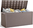 100 Gallon Resin Deck Box, Lockable Patio Outdoor Storage Box for Furniture, Garden Tools and Tools Storage, Waterproof Outside Storage Boxes - Grey by CozyNest Decor