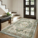 AMOAMI-3X5 Area Rug-Soft Washable Vintage Throw Accent Rugs for Living Room, Entryway, Bedroom, Kitchen, Bathroom, Laundry Room, Kitchen, Bathroom, Bedside, No Slip Green by CozyNest Decor