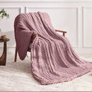 Chunky Knit Throw Blanket, 30''*40'' Knitted Throw Chenille Yarn for Bed Couch, Handmade Muted Pink Crochet Big Thick Blanket, Machine Washable Cute Comfy Blanket for Home Decor by CozyNest Decor