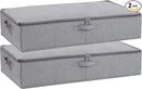 Under the Bed Storage Bins, 31.5 x 15.7 x 5.9 Inch Closet Organizers with Reinforced Handles for Blanket, Sheets, Pillows, Towels, Shoes, Grey, 2 Pack by CozyNest Decor