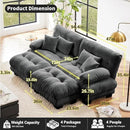 Loveseat Modular Sectional Sofa, U Shaped Couch with Ottoman, Cloud Couch Sectional Couch Home Sofa Living Room Oversized Couch Deep Seat Couch with Round Bolster Armrests 4 Pillows(Gray) by CozyNest Decor