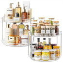 LAMU 2 Pack 10.6'' 2-Tier Lazy Susan Turntable Organizer Rotating Spice Rack Organization for Cabinet, Kitchen, Pantry, Countertop, Bathroom, Vanity, Makeup Organizer, Clear by CozyNest Decor