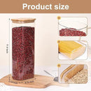 Liuruiyu Glass Storage Jars Set of 3, Clear Glass Food Storage Containers with Airtight Bamboo Lid Stackable Kitchen Canisters for Candy,Cookie,Rice,Sugar,Flour,Pasta(Flat) by CozyNest Decor