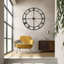 LEIKE 40 Inch Extra Large Modern Wall Clock, Oversize Rustic Round Nearly Silent Battery Operated, Black Metal Roman Numerals Wall Clocks for Living Room, Bedroom, Entrance Home Decor by CozyNest Decor