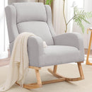 Rocking Chair Nursery, Nursing Rocking Chairs for Mom Nursery, Comfy Wingback Glider Rocking Armchair with Side Pocket for Nursery Living Room Bedroom, Light Grey by TinyTreasures Baby Boutique