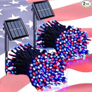 JMEXSUSS 2 Pack Red White and Blue Solar Lights, 200LED 75.5ft Patriot Solar String Lights Outdoor Waterproof, 8 Modes 4th of July Light for Independence Day Patio Garden Tree Decorations by GreenHaven Gardens