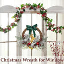 Christmas Door Wreath Lighted Xmas Wreaths - Walasis Winter Wreaths for Front Door Decor Outside Flocked Christmas Wreath Hanging with Lights for Wall by CozyNest Decor