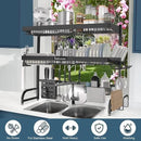 Over The Sink Dish Drying Rack,3 Tier Adjustable Length (25.5'' to 37.4'') Full Stainless Steel Large Storage Kitchen Dish Rack,for Kitchen Counter Expandable Multifunctional Organizers,Black by CozyNest Decor