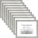 Vittanly 8.5x11 Picture Frames Set of 9, Shatter Resistant Plexiglass, Display 6x8 Pictures with Mat or 8.5x11 without Mat, Photo Frames for Wall or Tabletop, Engineered Wood, Grey