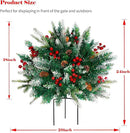 2 Pack Lighted Artificial Christmas Urn Filler, Battery Operated Pre-lit Xmas Pine Trees, Tripod Stake and 60 LED Lights, Holiday Porch Decorations for Porch, Yard, Garden, Flower Beds（Warm White） by CozyNest Decor