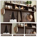 JXQTLINGMU 59" Farmhouse Hall Tree with Shoe Storage, Entryway Bench with 20 Cubbies, 12 Hooks & Sliding Barn Doors, Mudroom Coat Rack Cabinet, Brown by CozyNest Decor
