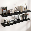Floating Shelves - 2 Large Wall Mounted Shelves with Invisible Brackets, Long Wood Floating Wall Shelf for Living Room, Bedroom, Kitchen (Black, 48" W x 9" D x 1.5" H) by TinyTreasures Baby Boutique