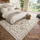 Washable 6x9 Area Rugs for Living Room, BoHo Non-slip Silicone Backing Large Rug for Bedroom Dining Room Nursery Office, 0.3" Neutral Oriental Throw Carpet with 0.16" Cushioning Pad, Light Beige/Multi by TinyTreasures Baby Boutique