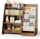 COZPAW Kids Bookshelf and Toy Storage, 4 Tier Toddler Bookshelf with Movable Drawer 5 Sling Pockets, Montessori Book Shelf for Kids Room, Playroom, Nursery (Brown) by CozyNest Decor