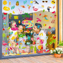9 Sheets Summer Window Clings, Double Sided Summer Window Clings for Glass Windows, Hello Beach Decals, Sun Watermelon Pattern Stickers for Home Office Accessories Decorations by CozyNest Decor