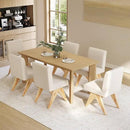 Mid Century Modern Farmhouse Dining Chairs Set of 6, Upholstered Armless Kitchen Chairs with Back and Wooden Legs, Linen Beige by CozyNest Decor