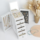 Meangood White Jewelry Box Wood for Women, 6-Layer Large Organizer Box with Mirror & 5 Drawers for Rings, Earrings, Necklaces, White by TinyTreasures Baby Boutique