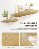 Marsmiles 36" Floating Shelves for Wall, Wooden Shelves with Invisible Brackets Set of 2, Rustic Farmhouse Wall Mounted Shelf for Kitchen Bathroom Living Room Study, Natural Oak by CozyNest Decor