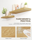 Marsmiles 24" Floating Shelves for Wall, Wooden Shelves with Invisible Brackets Set of 2, Rustic Farmhouse Wall Mounted Shelf for Kitchen Bathroom Living Room Study, Natural Oak by CozyNest Decor