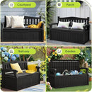 Greesum 80 Gallon Outdoor Storage Bench, Resin Patio Furniture with Armrest,Waterproof and UV-Resistant, Perfect to Garden, Poolside and Lawn, Dark Black by CozyNest Decor
