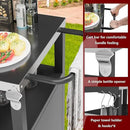 Vongrasig Grill Cart with Storage, Outdoor Bar Cart Rolling BBQ Cart Movable Pizza Oven Table Stand with Foldable Stainless Steel Top & Storage Cabinet, Black by CozyNest Decor