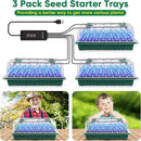 Seed Starter Tray with Grow Light,3 Pack 120 Cells Seedling Tray with Humidity Dome/Indoor Grow Kit for Deep-Rooted Seedlings,Adjustable/Timed Light Plant Starter Set by GreenHaven Gardens