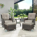 Outdoor Wicker Patio Furniture Set - 5 Pieces Rattan Patio Conversation Set with 2 Rocking Swivel Chairs,2 Ottomans and 1 Side Table for Porch Deck Backyard Garden(Brown/Grey) by GreenHaven Gardens