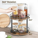 Spice Rack, Set of 2 Lazy Susan Organizer, 2-Tier Turntable Organizer, Rotating Spice Rack Organizer For Cabinet, Compact and Versatile, for Kitchen Countertop, Rustic Brown SR22L2BR by CozyNest Decor