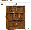 LEYAOYAO 7 Cube Bookshelf with Wood Base, Brown 3 Tier Mid-Century Modern Bookcase,Standing Wide Bookshelves Storage Organizer Shelf,Rustic Display Cabinet Book Shelves for Bedroom,Living Room,Office by CozyNest Decor