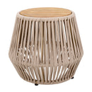 Acacia Wood Side Table with Beige Rope Base by HouseOfZazla