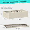 3PCS Under Bed Storage Bins with Metal Frame, Linen Fabric Frame Storage Box Clothes Organizer Bins, Underbed Container with Clear Window (Beige, 15.7 x 13 x 6IN) by CozyNest Decor